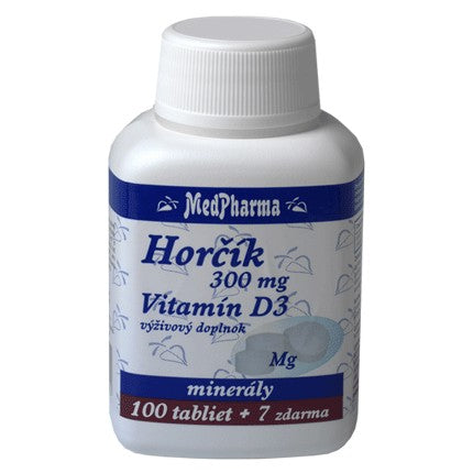 MedPharma Horčík 300 mg + Vitamín D3 107 tabliet