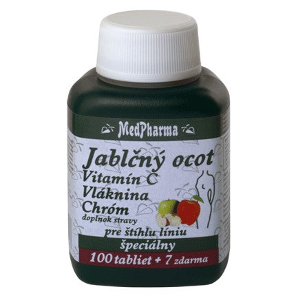 MedPharma Jablečný ocet + vlák. + vit.C + chrom 107 tabliet