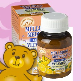 MÜLLEROVE medvedíky - vitamín C tbl s príchuťou mandarínky 45 kapsúl