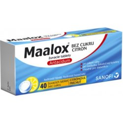 Maalox bez cukru citrón 400 mg 40tbl