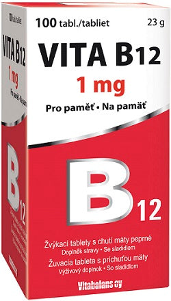 Vita B12 1000 µg žuvacie tablety s príchuťou mäty 1x100 ks