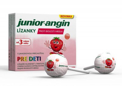 Junior-angin lízanky proti bolesti hrdla s jahodovou príchuťou 1x8 ks