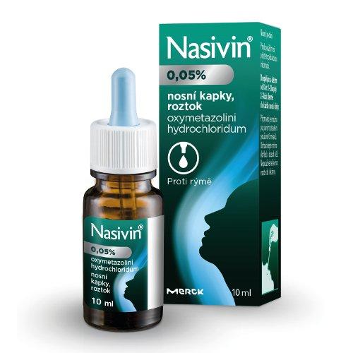 NASIVIN 0,05 % int nas (fľaša sklenená, hnedá s kvapkadlom) 1x10 ml