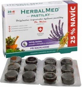 Simply You Herbal Med bez cukru šalvia ženšen Vitamín C 30 pastiliek