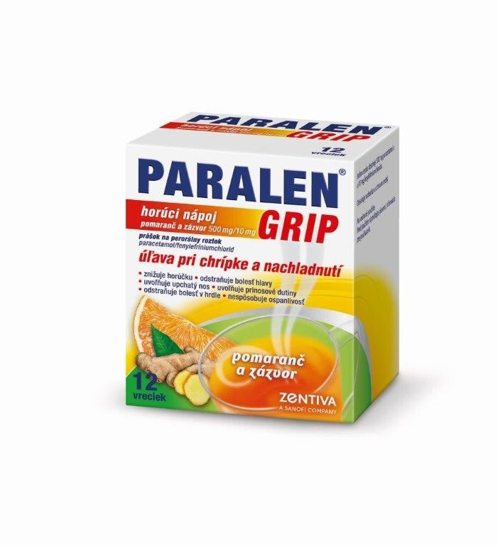 PARALEN GRIP horúci nápoj pomaranč a zázvor plo por 500 mg/10 mg, 1x12 vrecúšok