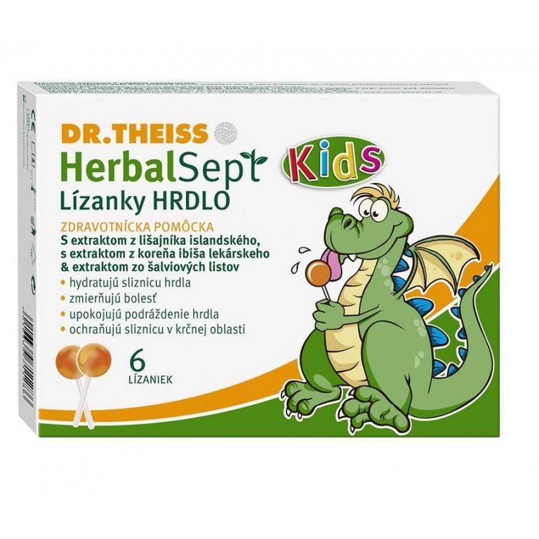 Dr. Theiss HerbalSept Kids HRDLO Lízanky 1x6 ks