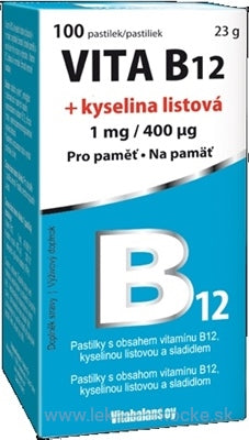 Vitabalans VITA B12 + kyselina listová pastilky 100 ks