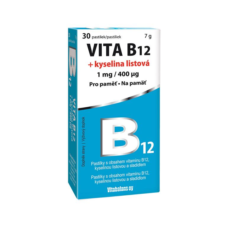 Vitabalans VITA B12 + kyselina listová pastilky 30 ks