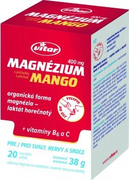 VITAR Magnézium 400mg + vitamíny B6 a C vrecúška s príchuťou manga 20ks