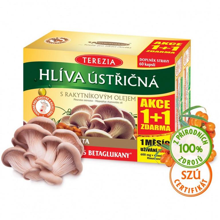 Terezia Hliva ustricovitá s rakytníkovým olejom AKCIA 1+1 cps 60 + 60 ks zadarmo, 2x60 ks (120 ks)