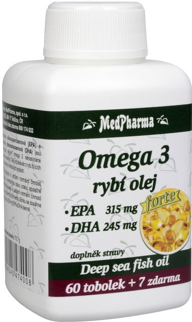 MedPharma Omega 3 Rybí olej Forte EPA + DHA 60+7 tabliet