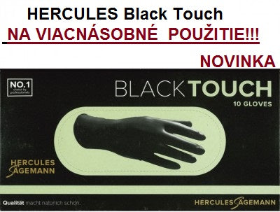 HERCULES Black Touch ochranné rukavice, 10ks latexové veľké "L" čierne, na viacnásobné použitie