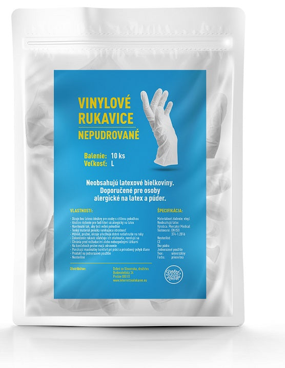 Ochranné rukavice jednorazové, vinylové veľkosť L 10ks