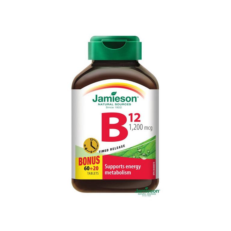 Jamieson Vitamín B12 1200μg s postupným uvoľňovaním 80 tabliet