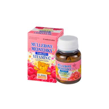 MÜLLEROVE medvedíky - vitamín C s príchuťou malín 45 tabliet