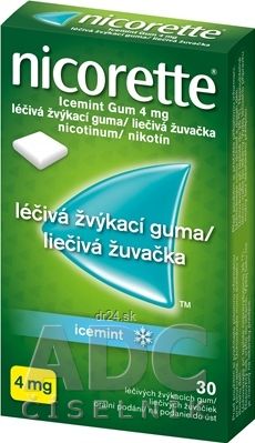 Nicorette icemint 4mg žuvačka bez cukru 30ks
