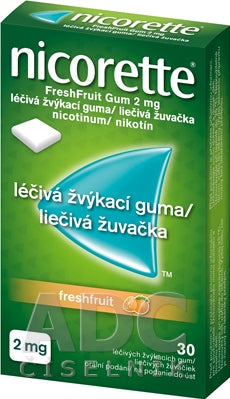 Nicorette freshfruit 2mg žuvačka bez cukru 30ks