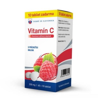 Dobré z SK Vitamín C 200 mg príchuť MALINA tbl 60+10 70 ks