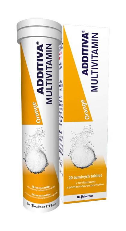 ADDITIVA Multivitamin, šumivé tablety s pomarančovou príchuťou 20ks