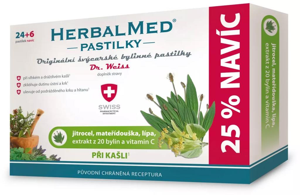 Dr.Weiss Herbalmed pastilky pri kašli pastilky 30 ks