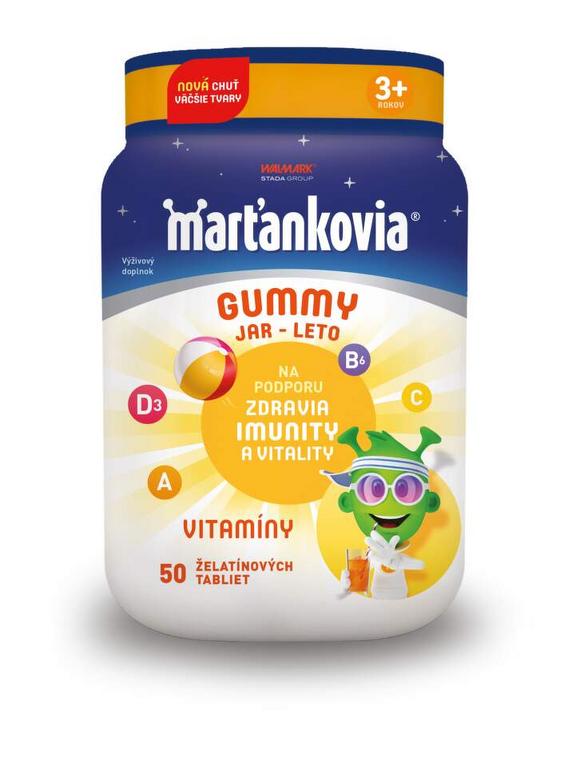 Walmark Marťankovia Gummy Jar - Leto želatínové tablety, príchuť čučoriedka, citrón, jahoda, mandarínka 50 ks