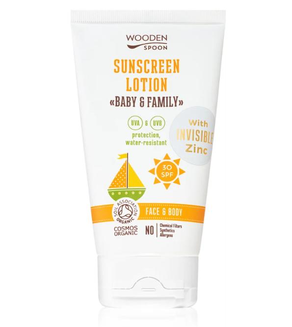 WoodenSpoon Baby&Family ochranné opaľovacie mlieko SPF 30, 150ml
