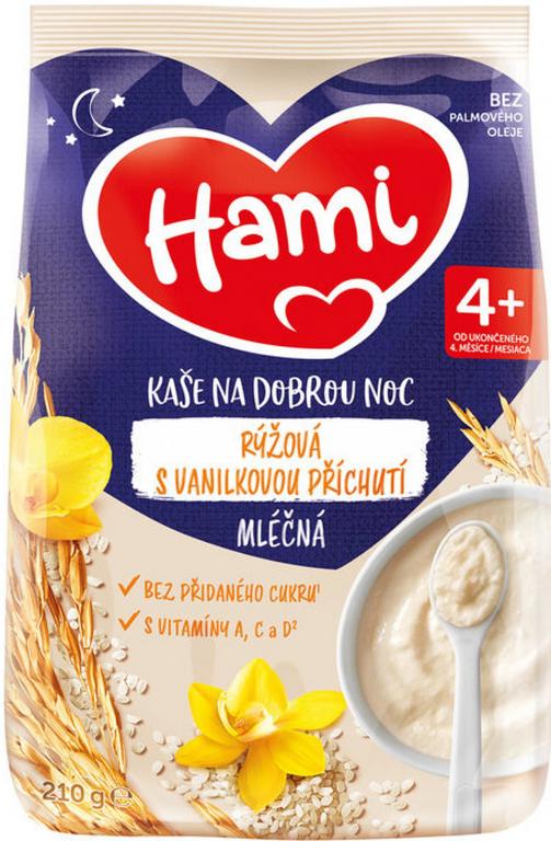 Hami Mliečna kaša na dobrú noc ryžová s vanilkovou príchuťou 210 g