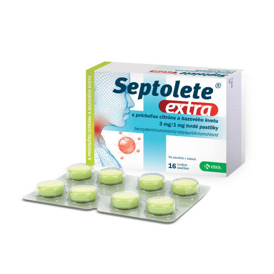 Septolete extra príchuť citrón a bazový kvet pas ord 3 mg/1 mg (blis.PVC/PE/PVDC//Al) 1x16 ks