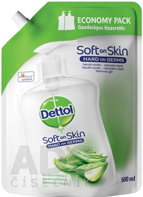 Dettol Aloe vera a vitamín E Tekuté mydlo náhradná náplň 500 ml