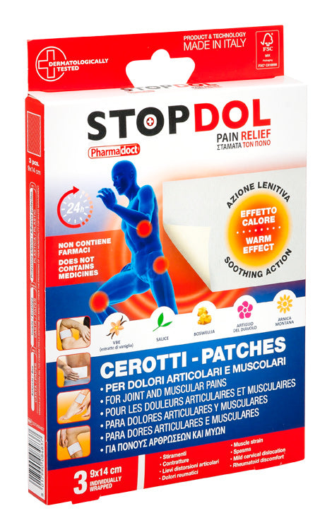 Pharmadoct STOPDOL Náplasti proti bolesti s hrejivým efektom 9 × 14 cm 3 ks