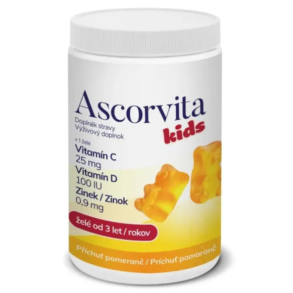 Ascorvita Kids Vitamín C + Vitamín D + Zinok s pomarančovou príchuťou 60 želé medvedíkov