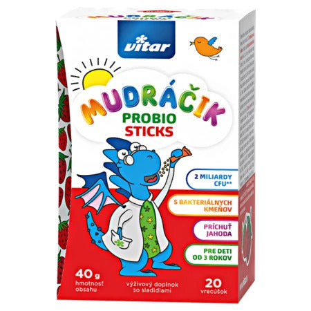 Vitar Mudráčik Probio Sticks prášok vo vrecúškach jahoda 20 ks