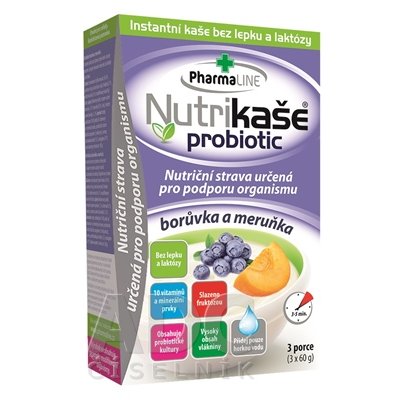 NUTRIKAŠA Probiotic čučoriedka a marhuľa 3 x 60g
