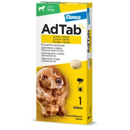 AdTab 450 mg žuvacie tablety pre psov 11-22 kg 1 tbl
