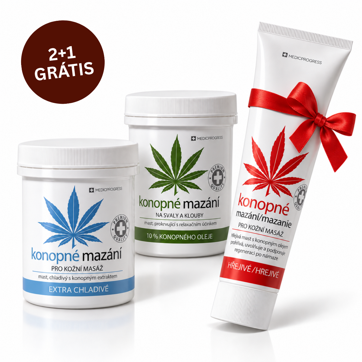 Konopné mazanie MedicProgress  – výhodný balíček 2 + 1 ZDARMA